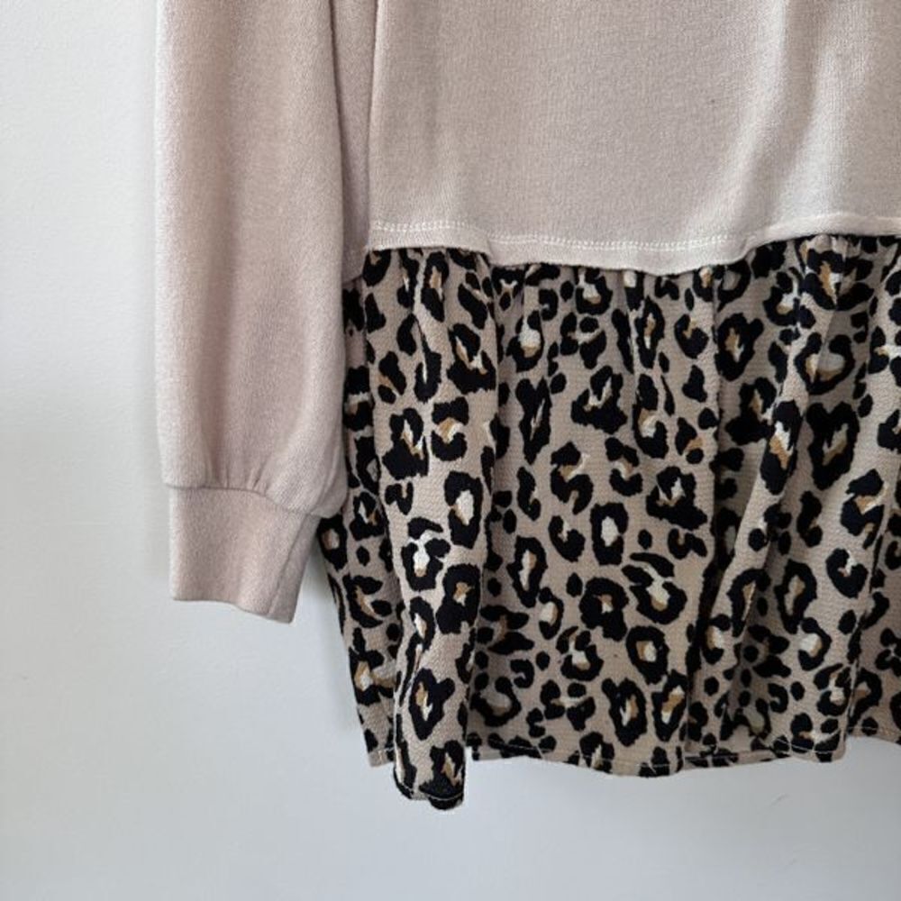 Entro Boutique Beige Black Leopard Print Oversized Pullover Sweater XL - Picture 8 of 10